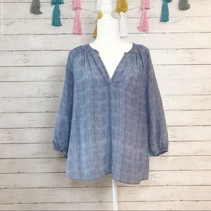 Joie Textural Print Addie B Blouse in Bluestone M